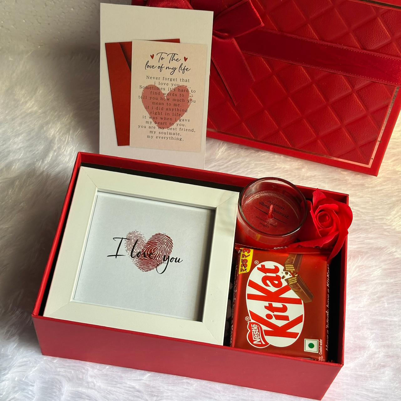 Candle, Photo Frame, KitKat & Flowers Gift Hamper